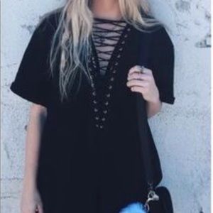 Emma and Sam oversized lace up shirt